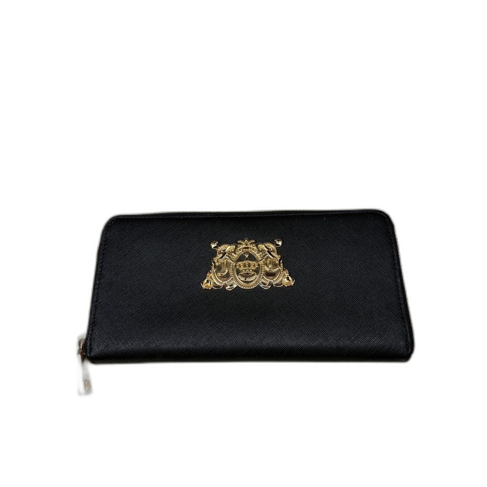 Juicy Couture Black Zip-Around Wallet – Y2K Aesthetic Wallet Organizer